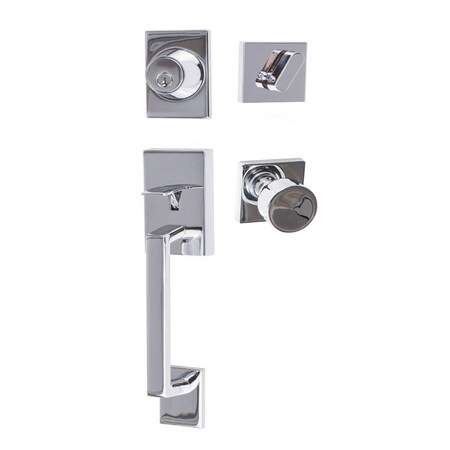 Sure-Loc Hardware Sure-Loc Hardware Koln Handleset with Square Thumb Turn, Bergen Square Handleset Trim, Polished Chrome KN507-S-BG-SQ 26